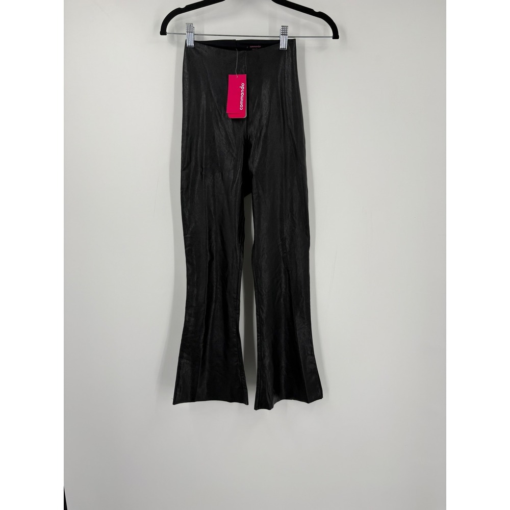 Commando Faux Leather Cropped Flare Legging Black High Rise Small NEW - Picture 2 of 4